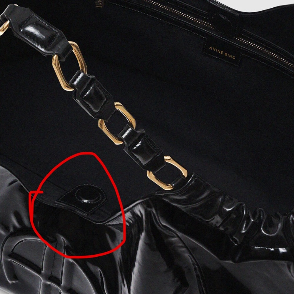 New- Anine Bing Kate Bag in High-Shine Black - Picture 10 of 11